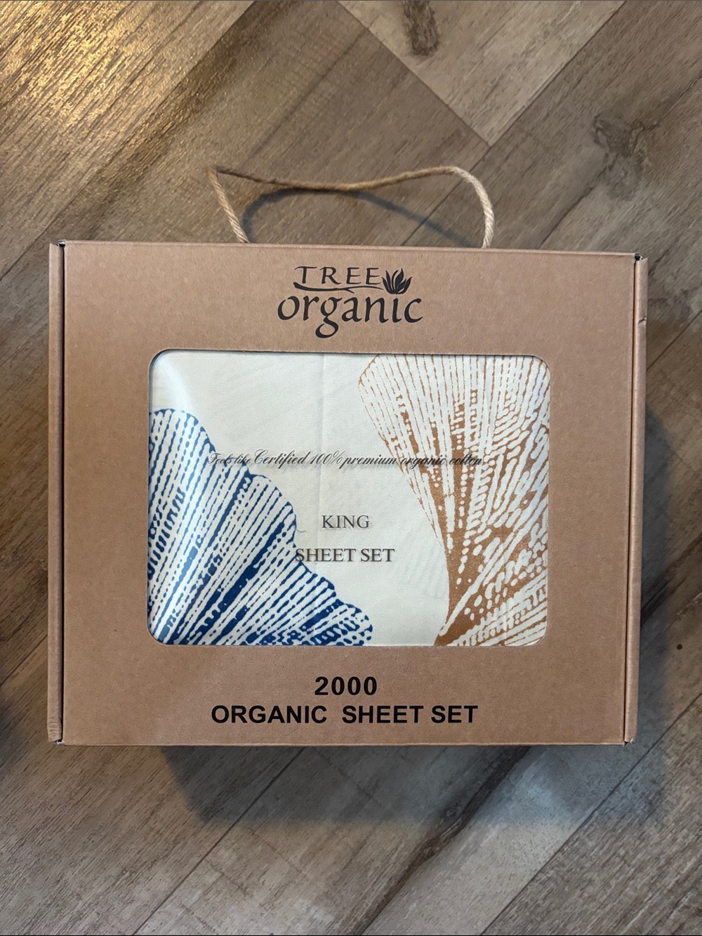 King Sheet Set — Blue & Tan Shell Pattern